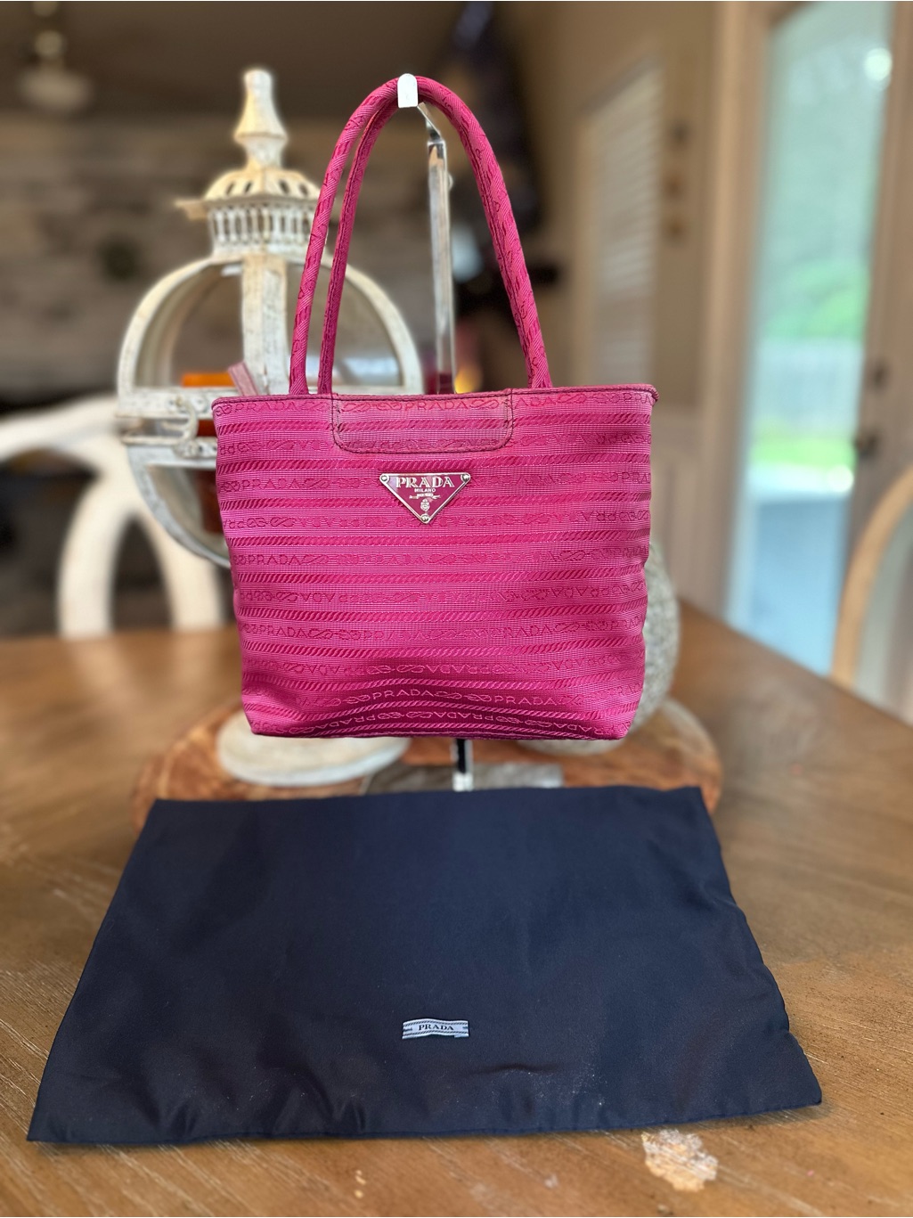 Prada Fuchsia Mini Nylon Logo Tote Bag
